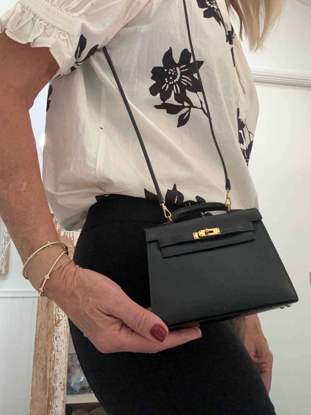 Hermes Black Mini Kelly Pochette with Gold Hardware